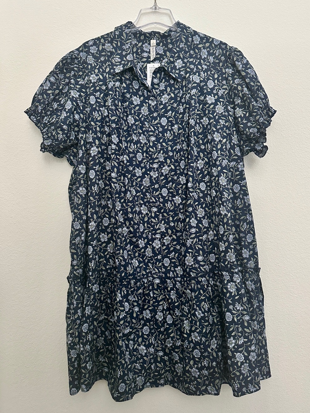 NWT Belle Isle by Torrid Drop Waist Navy Blue Floral Shirt Dress [Size: 3] - Picture 3 of 7